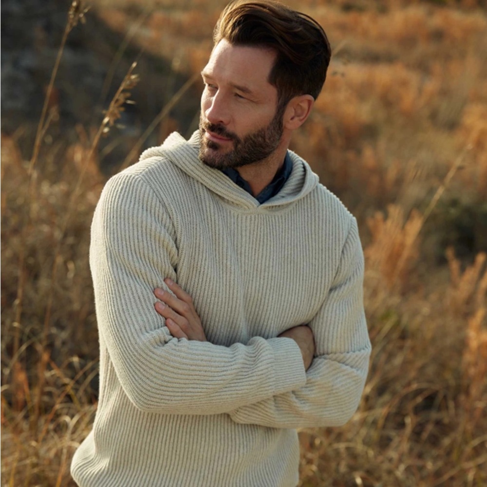 Billy Reid fisherman ribbed hoodie sweatshirt